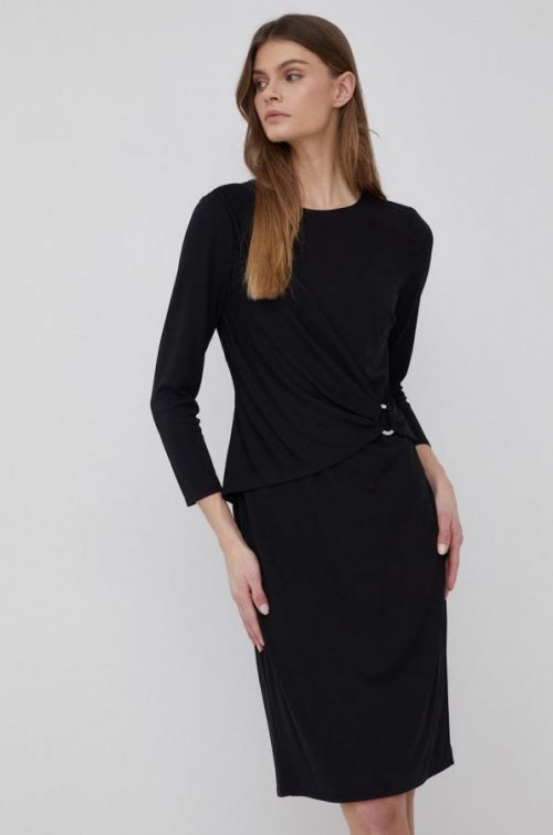 Šaty Lauren Ralph Lauren čierna farba, mini, rovný strih