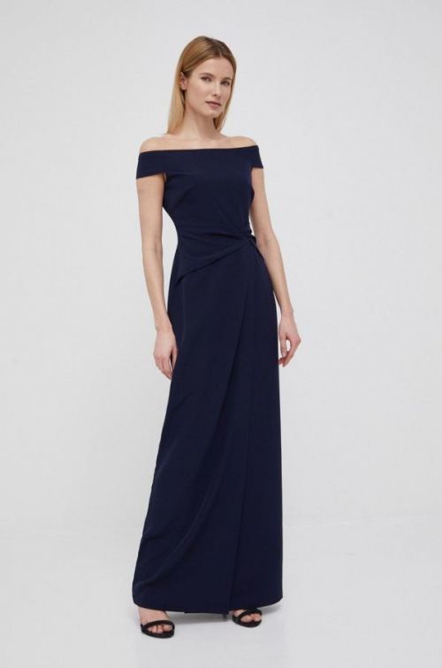 Šaty Lauren Ralph Lauren tmavomodrá farba, midi, priliehavá