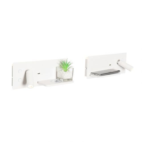 Set van 2 wandlampen wit incl. LED met USB en inductielader - Riza