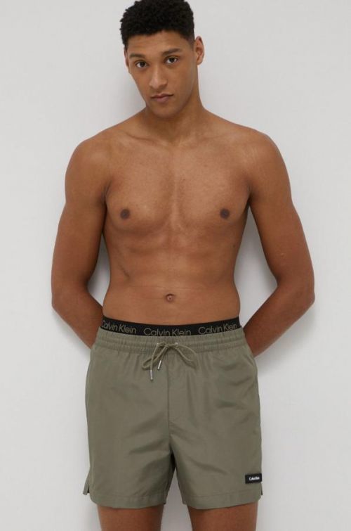 Plavkové šortky Calvin Klein zelená farba