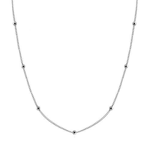 Strieborný 925 náhrdelník - retiazka z malých okrúhlych očiek, lesklé guličky