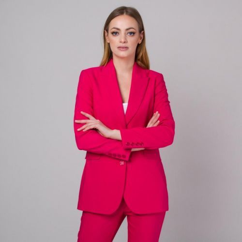 Dámske sako long size vo fuchsiovej farbe 13666