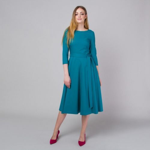 Dámske šaty vo farbe morská zeleň midi 13672