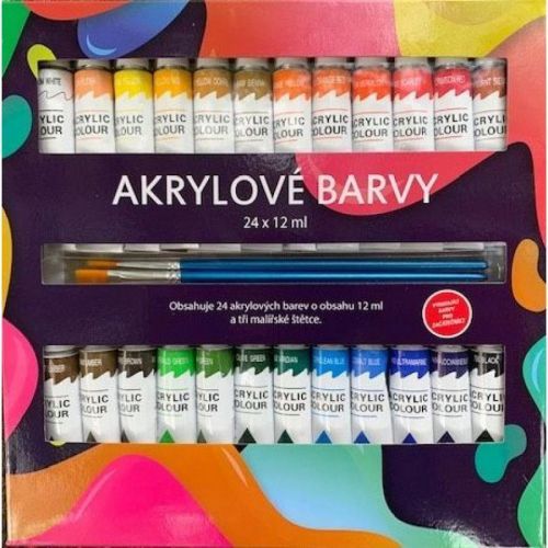 Creatoys Akrylové farby 24 x 12 ml a 3 štetce