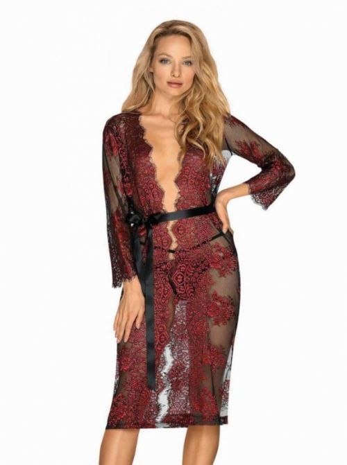 Redessia Lace Kimono - RedBlack