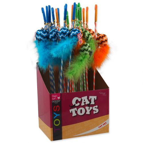 Hračka MAGIC CAT šidítko míček bavlněný s pírky 17 cm + 45 cm