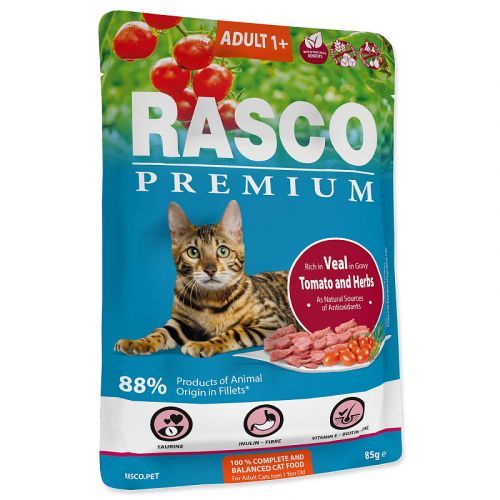 Kapsička RASCO Premium Cat Pouch Adult, Veal, Hearbs