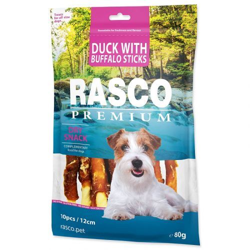 Pochoutka RASCO Premium tyčinky bůvolí obalené kachním masem
