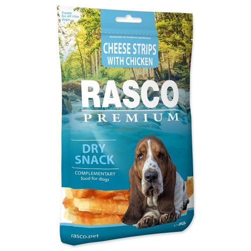 Pochoutka RASCO Premium proužky sýru obalené kuřecím masem