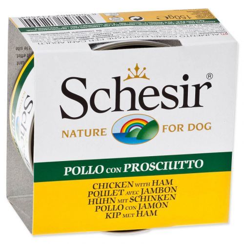 Konzerva SCHESIR Dog kuřecí + šunka v želé
