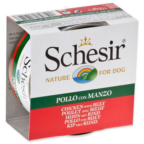 Konzerva SCHESIR Dog kuřecí + hovězí v želé