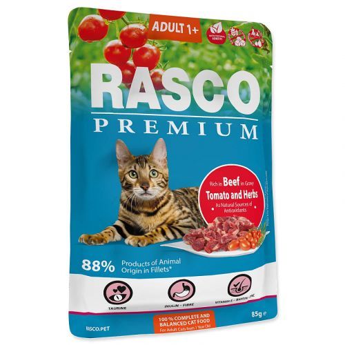 Kapsička RASCO Premium Cat Pouch Adult , Beef, Hearbs