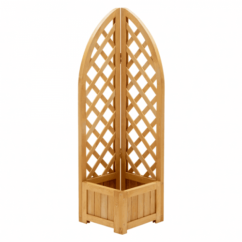 Rohový květináč s mřížkou, hnědá, dřevo, LANIO