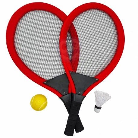 40901 Woopie set 2v1 - bedminton a tenis Červená