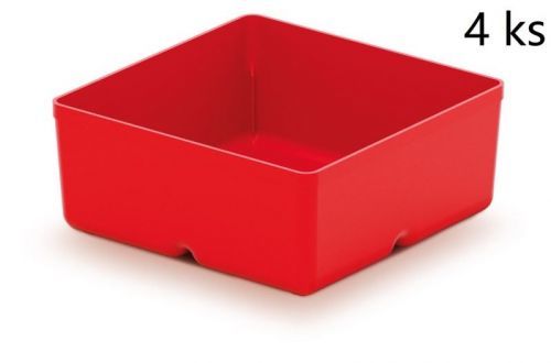Set 4 plastových boxů na nářadí Unite box 11x11x11,2 cm červený