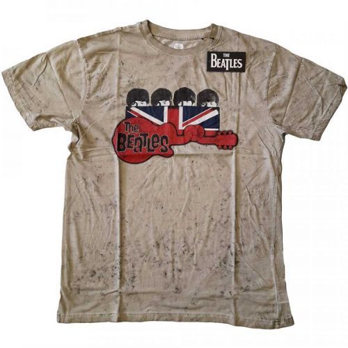 The Beatles tričko Guitar & Flag Natural XXL