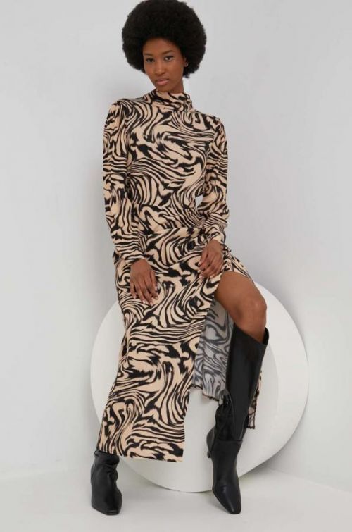 Šaty Answear Lab béžová farba, maxi, priliehavá