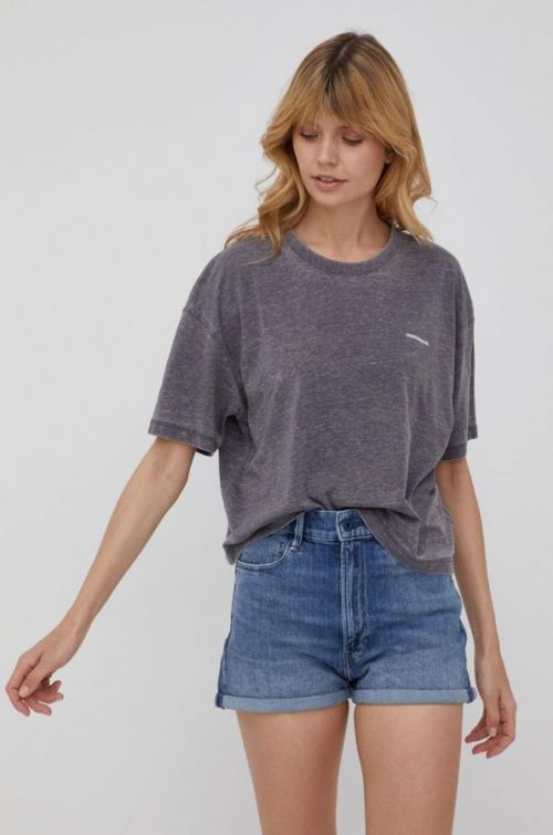 Tričko Calvin Klein Jeans dámsky, šedá farba,