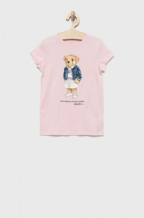 Detské bavlnené tričko Polo Ralph Lauren ružová farba,
