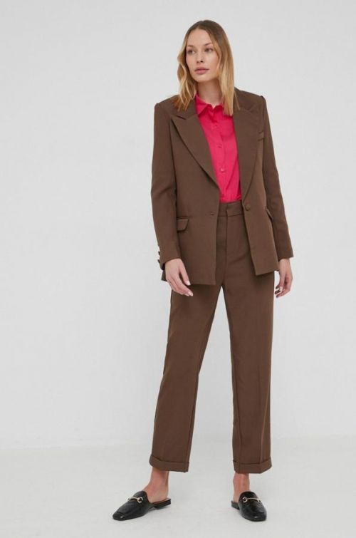 Sako Answear Lab hnedá farba, jednoradová, jednofarebná