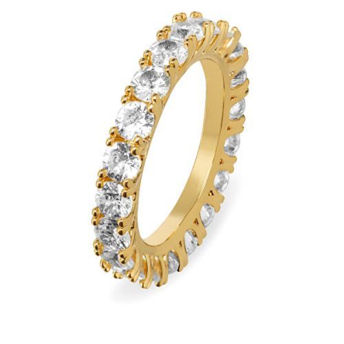 Troli Trblietavý pozlátený prsteň so zirkónmi VBR039G-A 52 mm