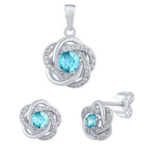 Silvego Strieborný set šperkov ROSALYN s pravým Topazom Swiss a Brilliance Zirconia JJJS0088TS (náušnice, prívesok)