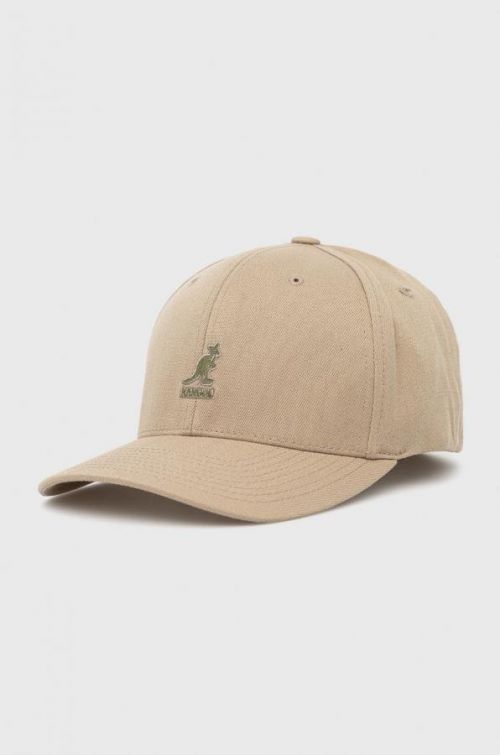 Čiapka a šál komín s prímesou vlny Kangol béžová farba, jednofarebná