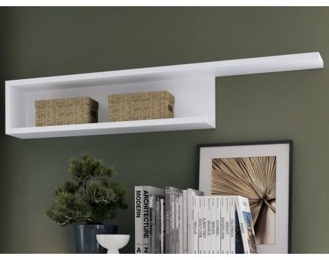 Nástenná polica s priehradkou Lyon 130 cm, biely lesk%