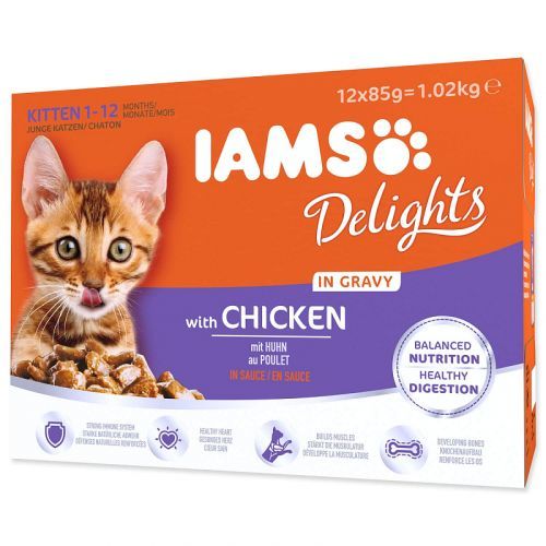 Iams Delights Kitten v omáčke - Kuracie 12 x 85 g