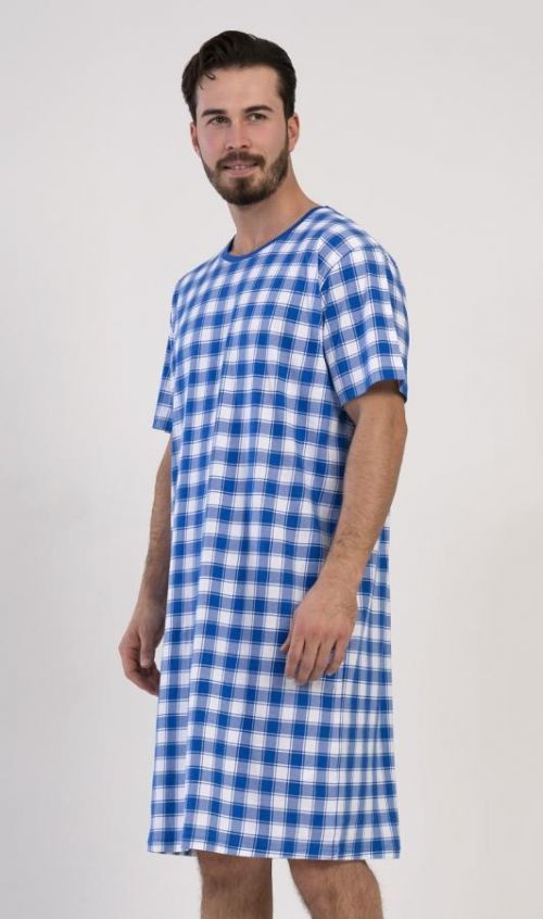 Pánská noční košile s krátkým rukávem Karlos modrá 2XL