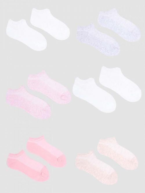 Yoclub Girls' Ankle Thin Cotton Socks Basic Plain Colours 6-pack SKS-0027G-0000 Multicolour 17-19