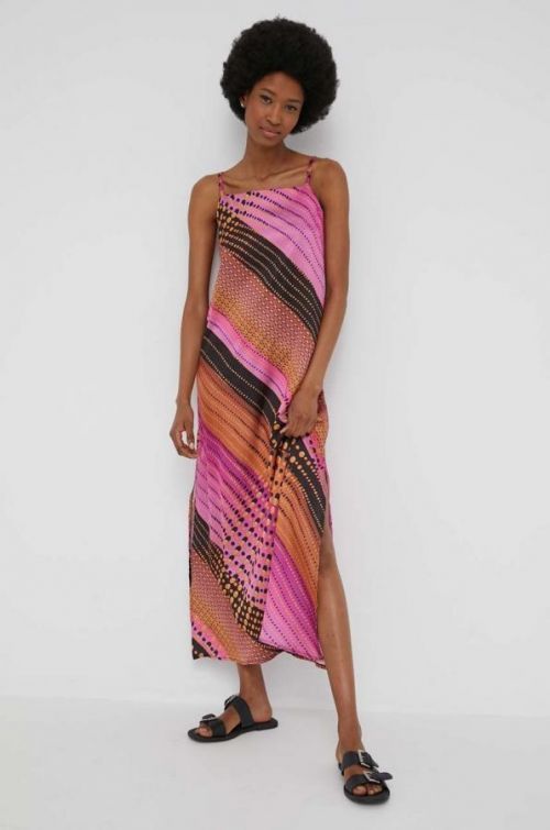 Šaty Answear Lab ružová farba, maxi, rovný strih