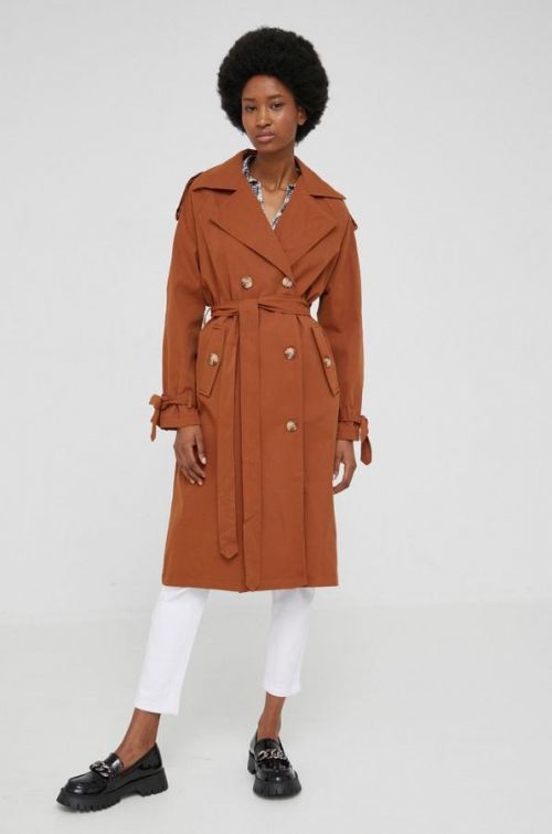 Trenčkot Answear Lab dámsky, hnedá farba, prechodný,