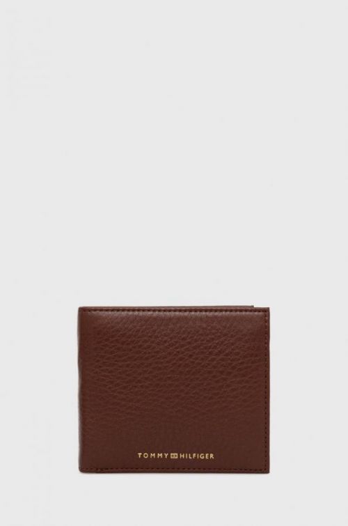 Kožená peňaženka Tommy Hilfiger pánsky, hnedá farba