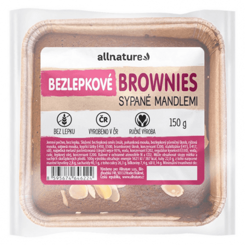 ALLNATURE Bezlepkové brownies sypané mandľami čerstvé 150 g