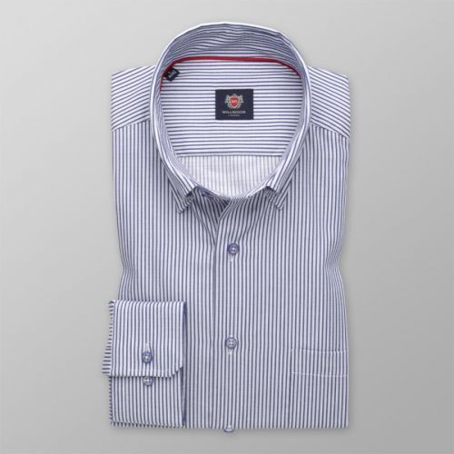 Pánska slim fit košeľa s modrými a bielymi prúžkami 13709