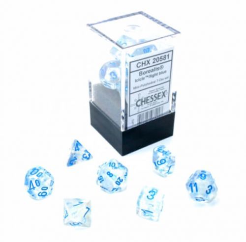 Chessex Sada kociek Chessex Borealis Mini-Polyhedral 7-Die Set - Icicle/light blue Luminary