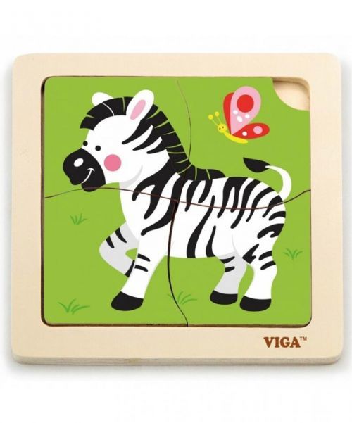 Viga Drevené puzzle Zebra 4ks