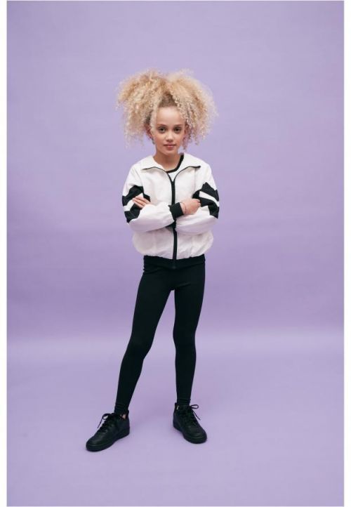 Urban Classics Girls Crinkle Batwing Jacket white/black - 110/116