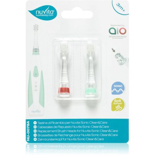 Nuvita Sonic Clean&Care brush heads náhradné hlavice pre sonickú zubnú kefku na baterky pre bábätká Small 0m - 12m 2 ks