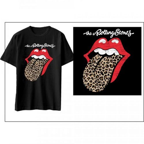 The Rolling Stones tričko Leopard Print Tongue Čierna XL
