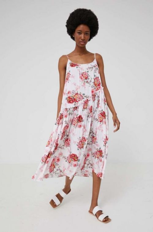 Šaty Answear Lab biela farba, midi, oversize