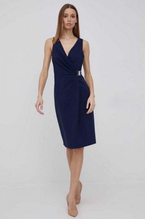 Šaty Lauren Ralph Lauren tmavomodrá farba, mini, priliehavá