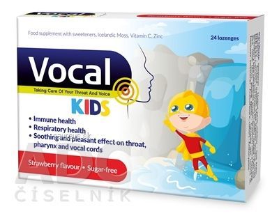RPM Pharma France Sárl Vocal KIDS pastilky s jahodovou príchuťou, bez cukru 1x24 ks