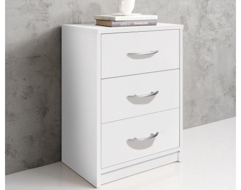 Nočný stolík s 3 zásuvkami Pepe, biely%