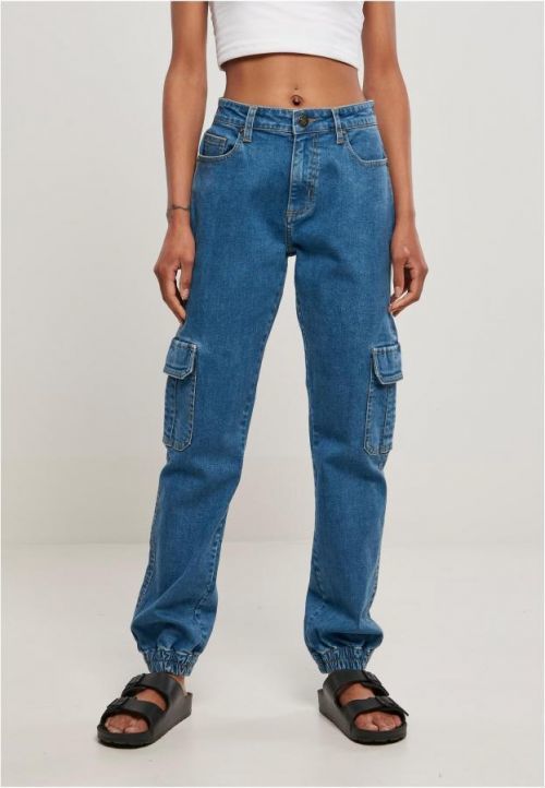 Urban Classics Ladies Organic Stretch Denim Cargo Pants clearblue washed - 26