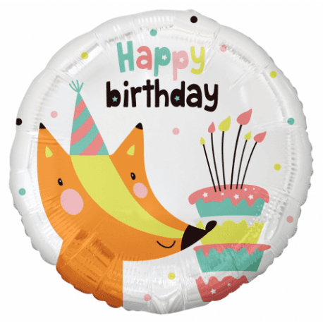 149258 Fóliový balón - Happy Birthday Fox - 46cm