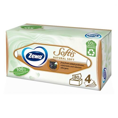 Zewa Softis Natural soft papierové vreckovky 4vrstvové 80ks
