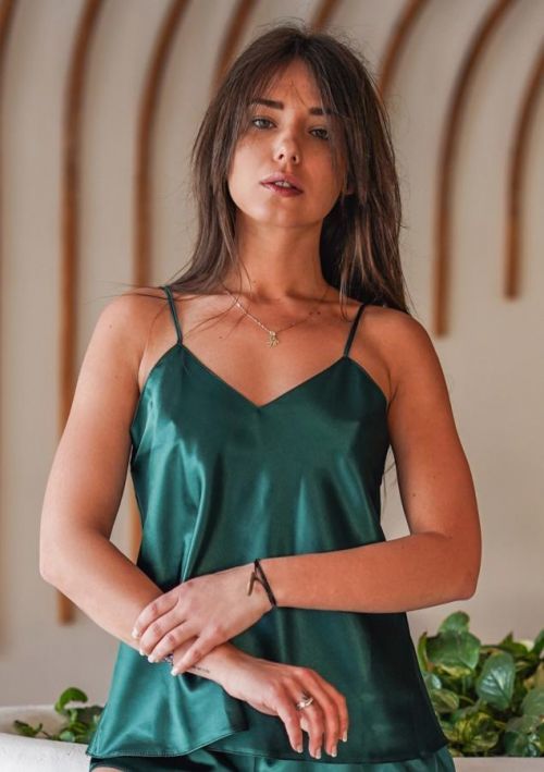 DKaren Satin Top Karen Green XS zelená