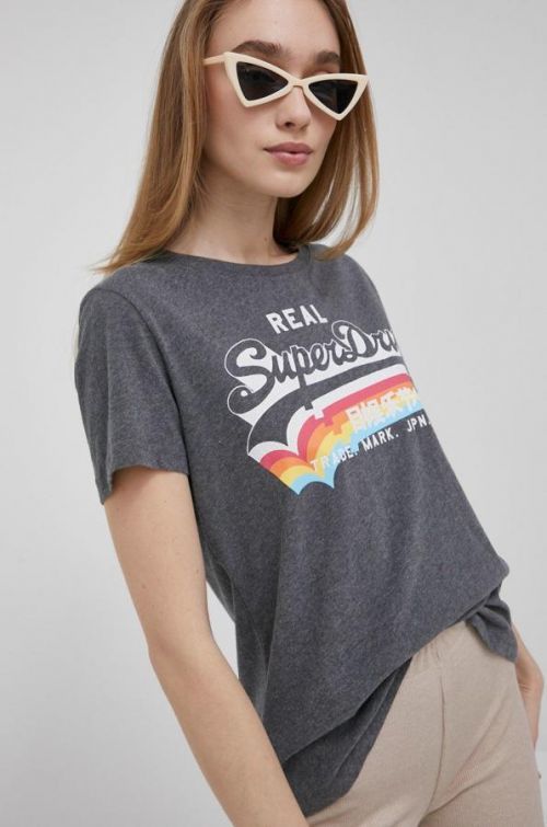 Tričko Superdry dámsky, šedá farba,